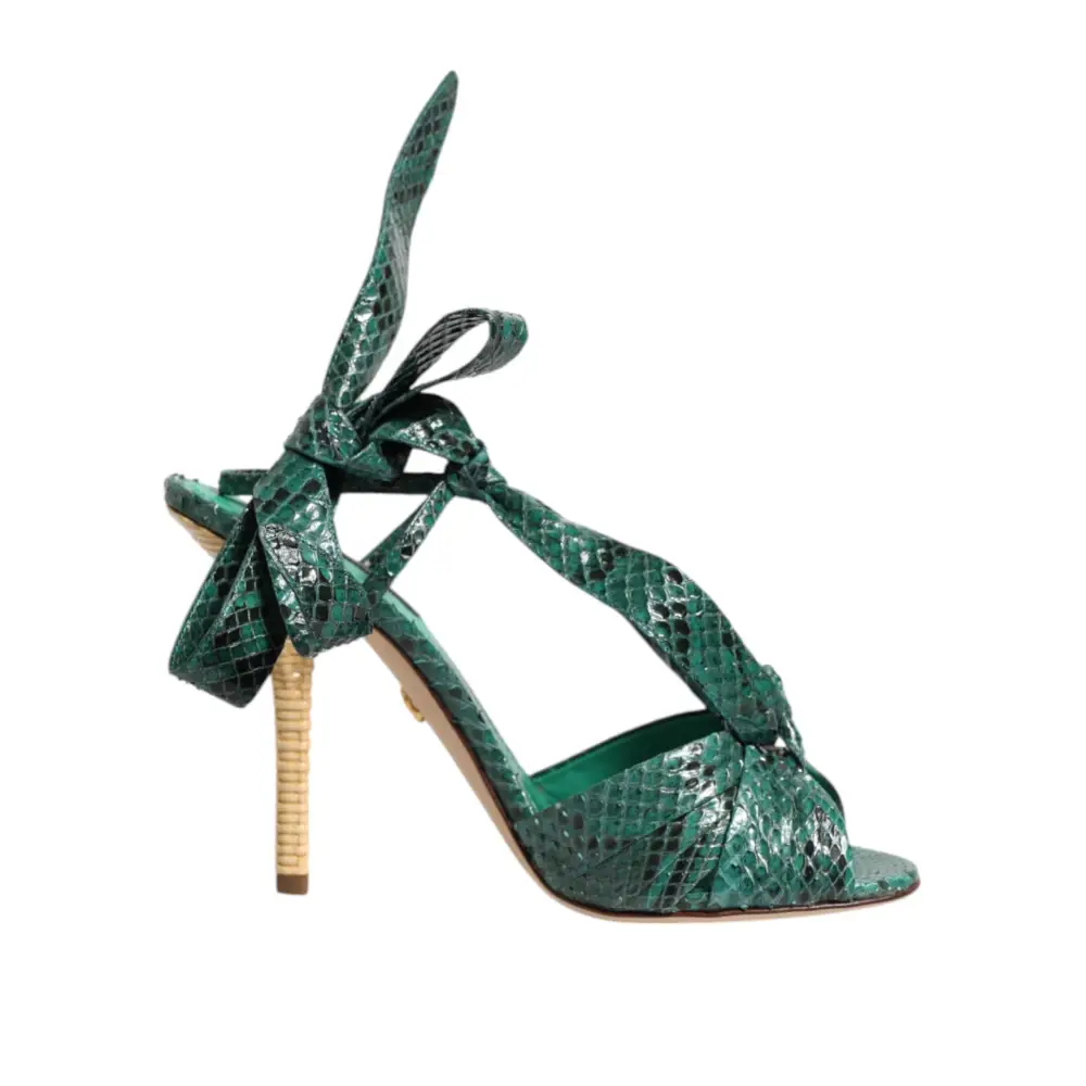 Dolce & Gabbana Grün Python Leder Heels Sandalen Schuhe