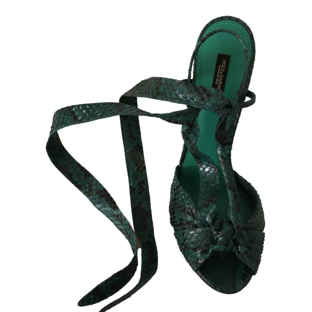 Dolce & Gabbana Grün Python Riemchen Sandalen Heels Schuhe