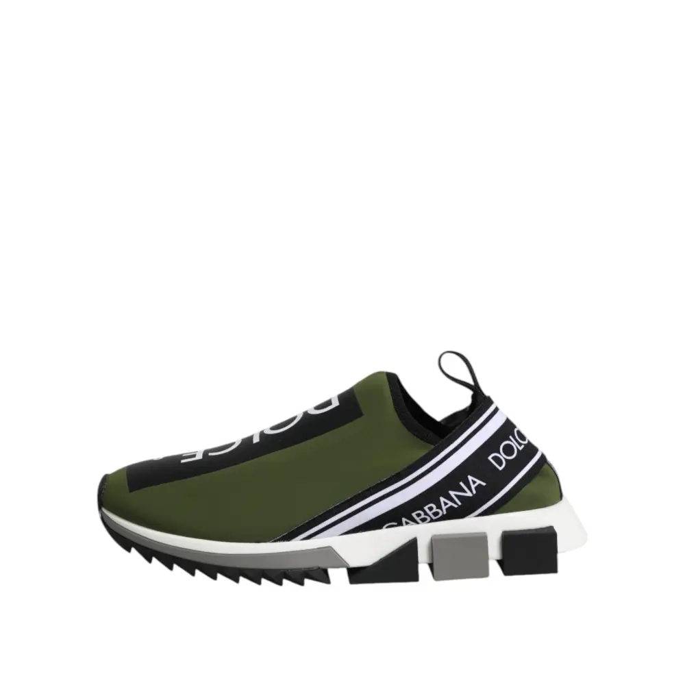 Dolce & Gabbana Grün Schwarz Slip On Sorrento Sneakers Schuhe - EU45/US12