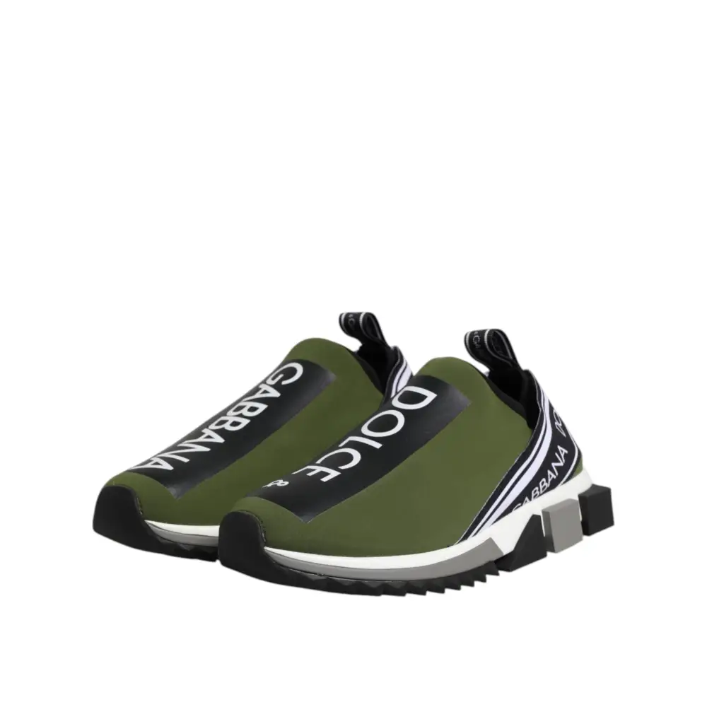 Dolce & Gabbana Grün Schwarz Slip On Sorrento Sneakers Schuhe