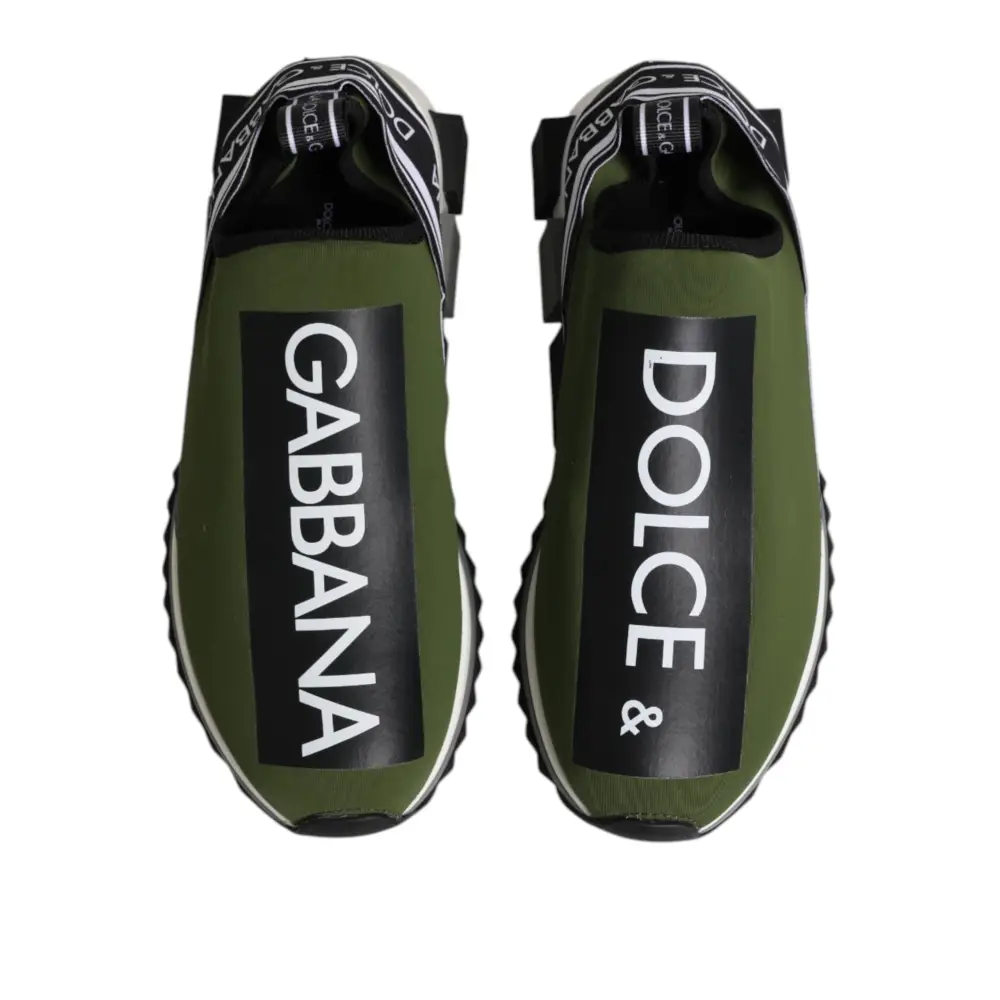 Dolce & Gabbana Grün Schwarz Slip On Sorrento Sneakers Schuhe - EU45/US12