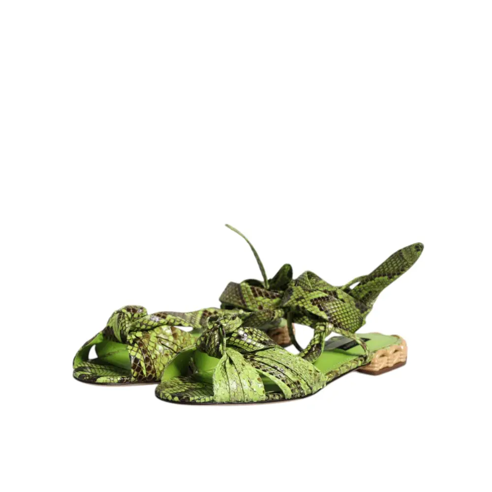 Dolce & Gabbana Grüne Animal Print Ankle Wrap Sandalen Schuhe - EU39.5/US9