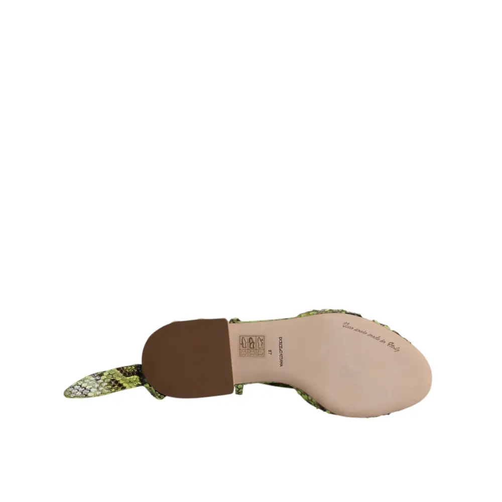 Dolce & Gabbana Grüne Animal Print Ankle Wrap Sandalen Schuhe