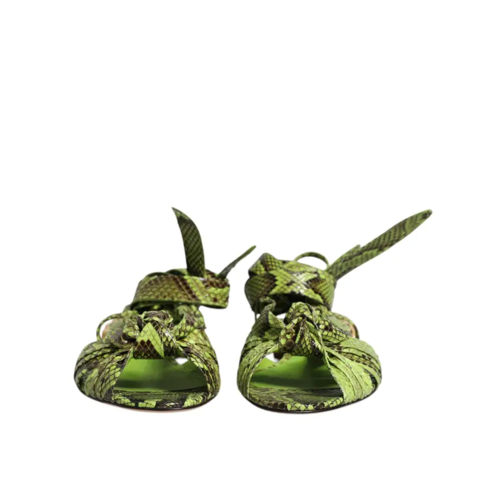 Dolce & Gabbana Grüne Animal Print Ankle Wrap Sandalen Schuhe - EU39.5/US9