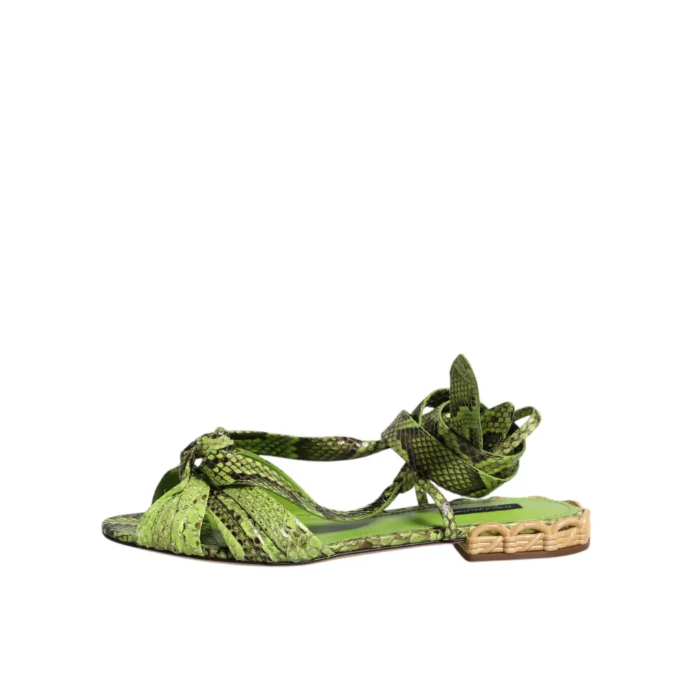 Dolce & Gabbana Grüne Animal Print Ankle Wrap Sandalen Schuhe - EU39.5/US9
