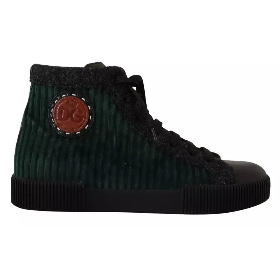 Dolce & Gabbana Grüne Cord High Tops Sneakers Herren Freizeitschuhe - EU42/US9