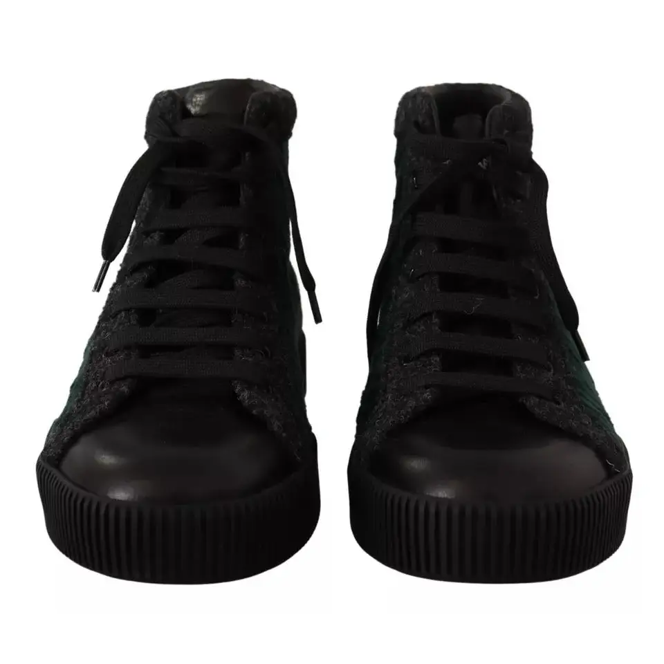 Dolce & Gabbana Grüne Cord High Tops Sneakers Herren Freizeitschuhe - EU42/US9