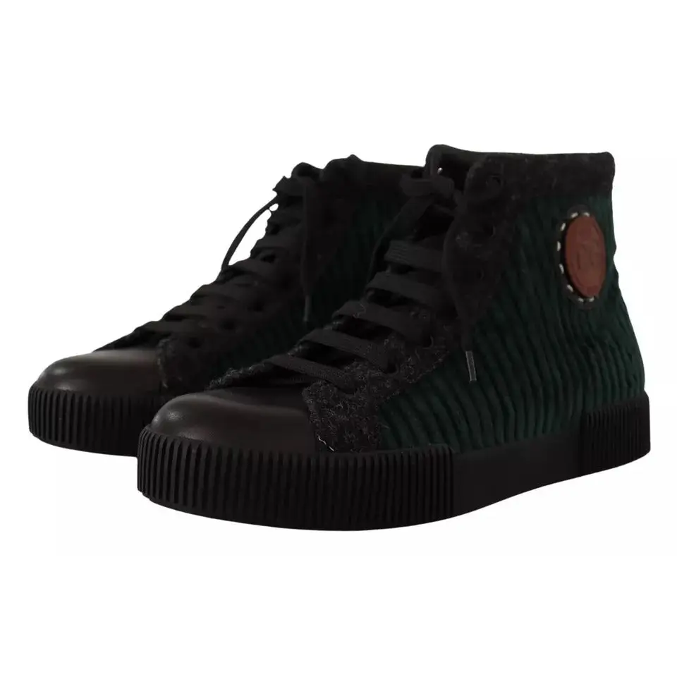 Dolce & Gabbana Grüne Cord High Tops Sneakers Herren Freizeitschuhe - EU42/US9