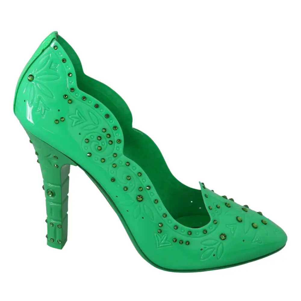 Dolce & Gabbana Grüne Crystal Floral Heels CINDERELLA Schuhe - EU40/US9.5