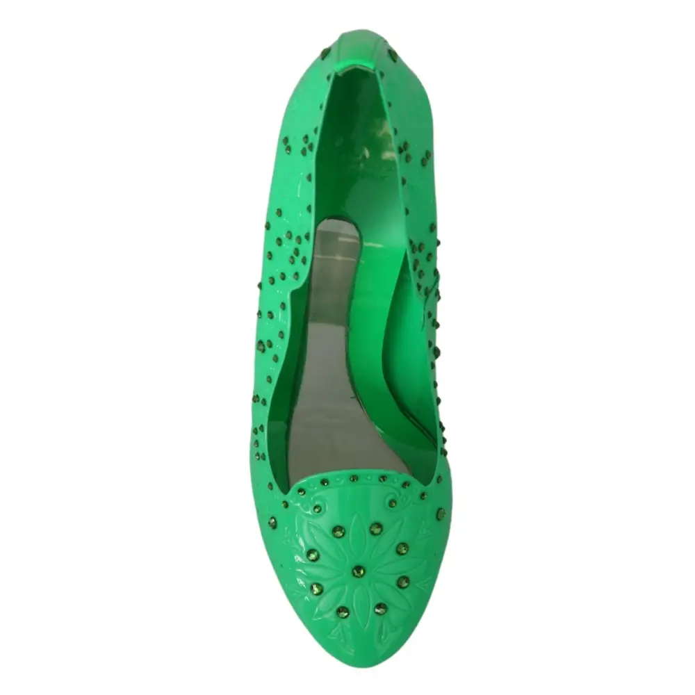 Dolce & Gabbana Grüne Crystal Floral Heels CINDERELLA Schuhe - EU40/US9.5