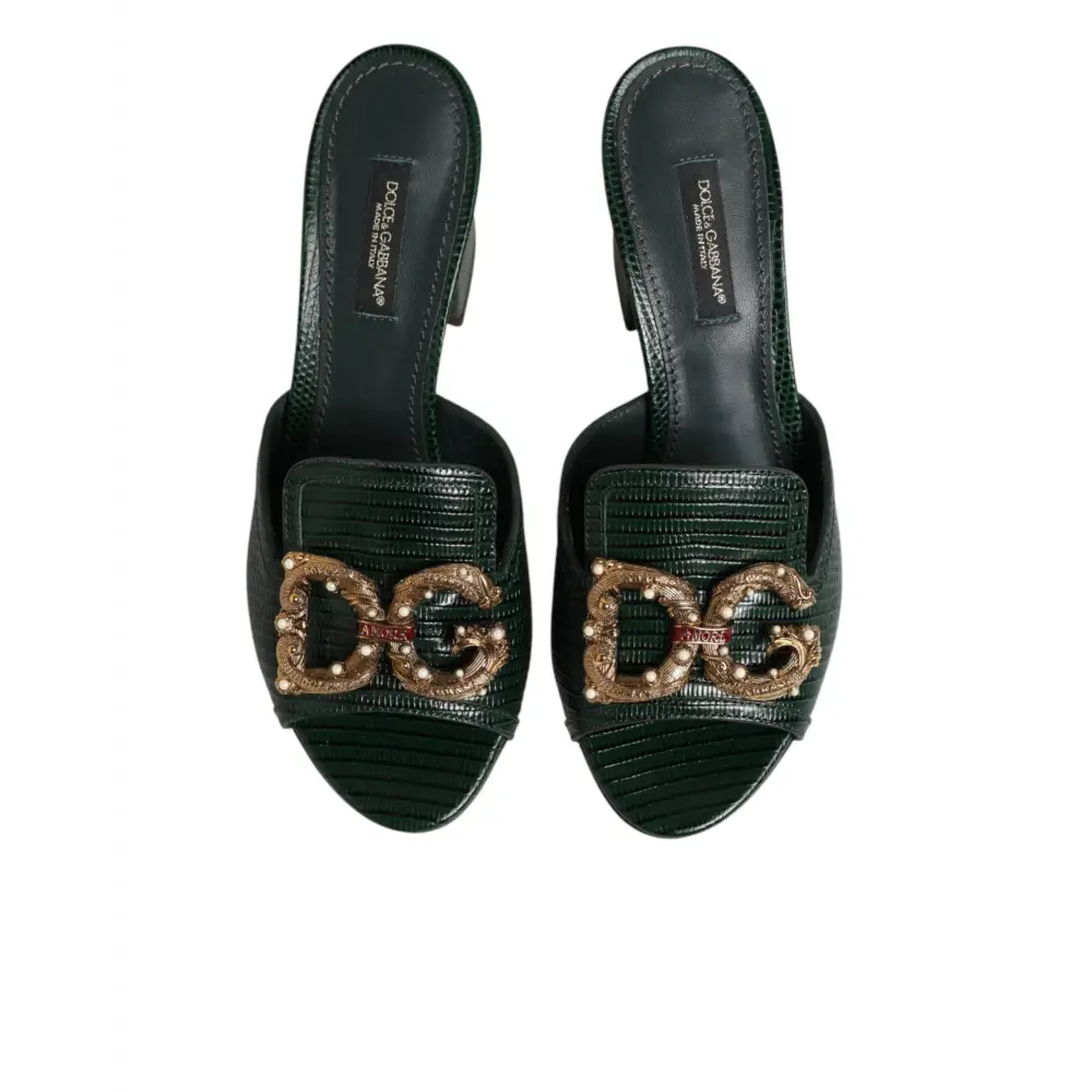 Dolce & Gabbana Grüne DG Amore Absatz-Pantoletten - EU35/US4.5