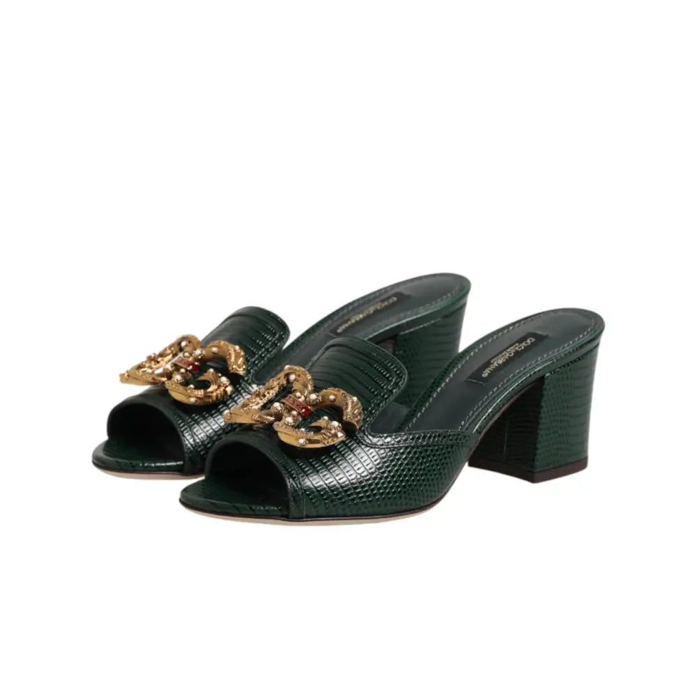 Dolce & Gabbana Grüne DG Amore Absatz-Pantoletten - EU35/US4.5