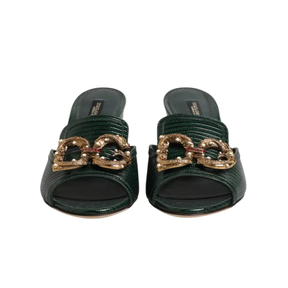 Dolce & Gabbana Grüne DG Amore Absatz-Pantoletten - EU35/US4.5