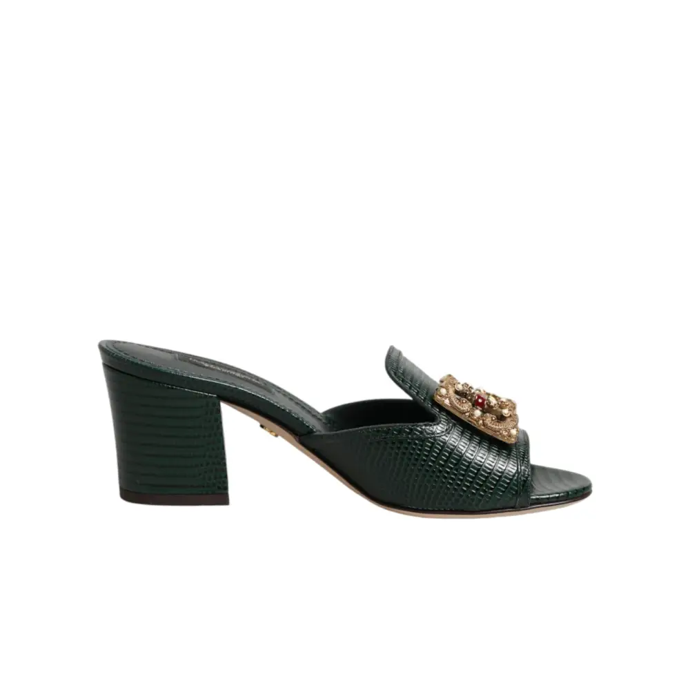 Dolce & Gabbana Grüne DG Amore Absatz-Pantoletten - EU35/US4.5