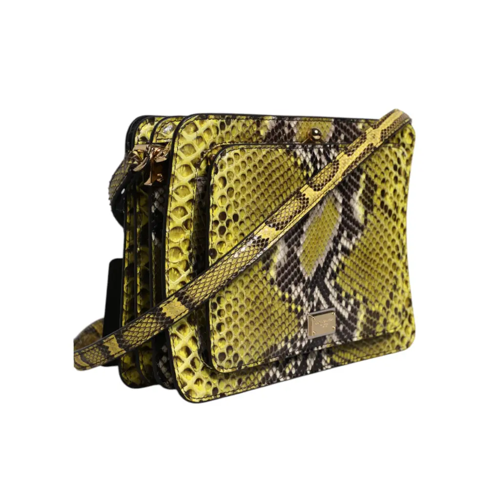 Dolce & Gabbana Grüne Exotenleder DG Plaque Crossbody Clutch Tasche