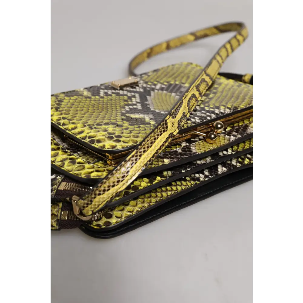 Dolce & Gabbana Grüne Exotenleder DG Plaque Crossbody Clutch Tasche