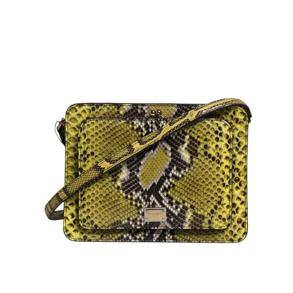 Dolce & Gabbana Grüne Exotenleder DG Plaque Crossbody Clutch Tasche