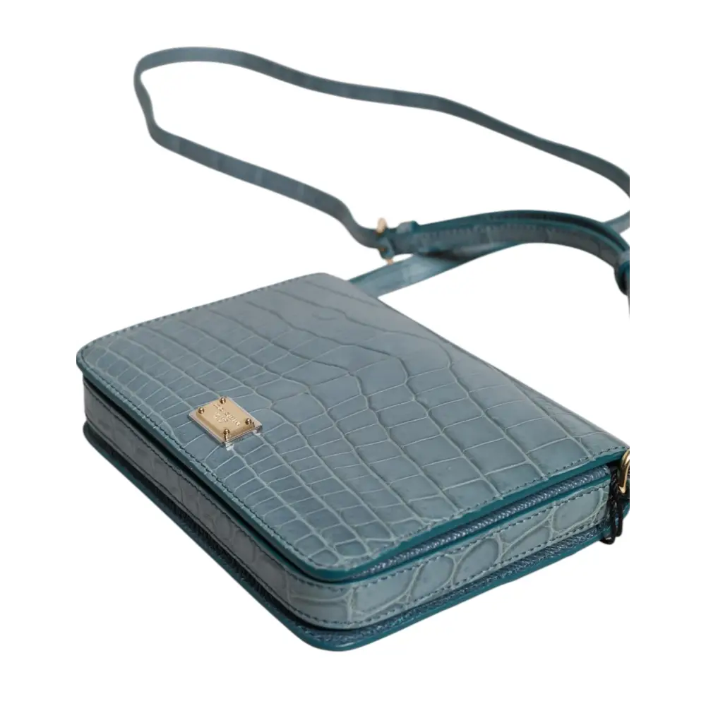 Dolce & Gabbana Grüne Exotenleder DG Plaque Crossbody Mini-Tasche