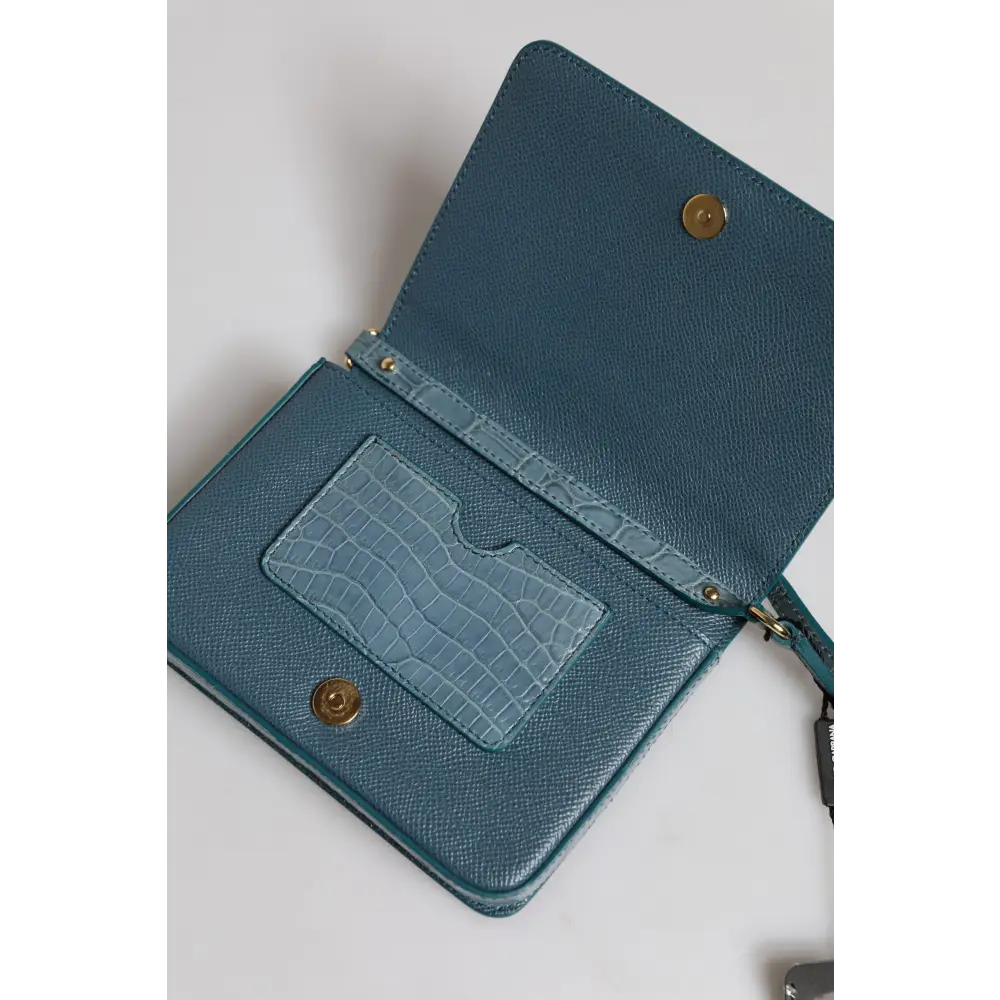 Dolce & Gabbana Grüne Exotenleder DG Plaque Crossbody Mini-Tasche