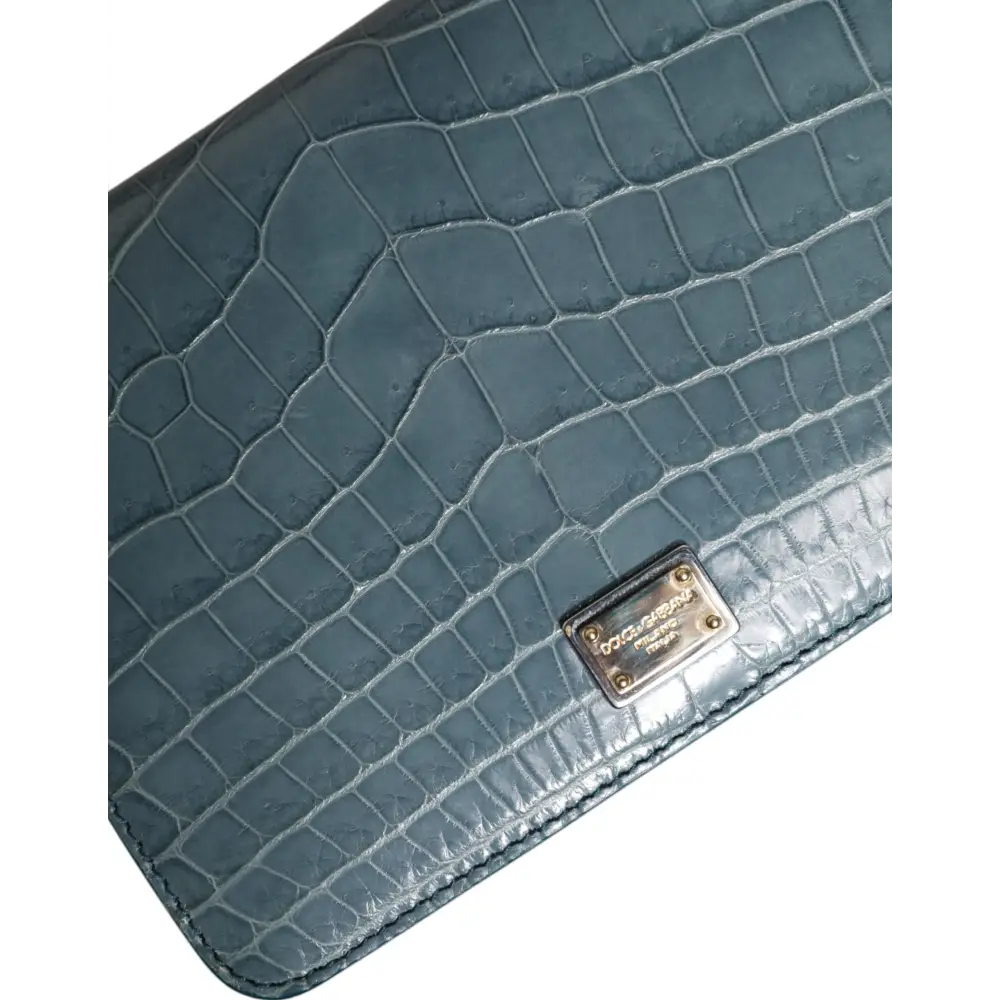 Dolce & Gabbana Grüne Exotenleder DG Plaque Crossbody Mini-Tasche