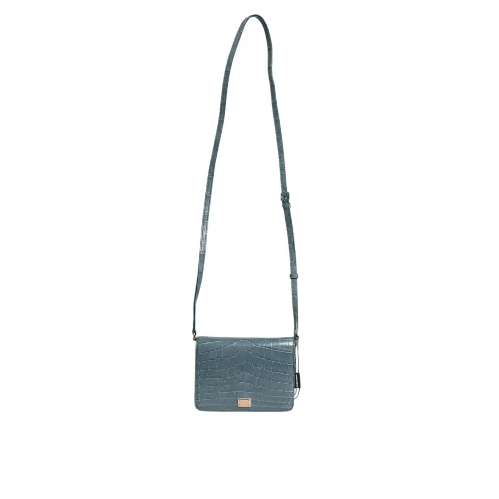Dolce & Gabbana Grüne Exotenleder DG Plaque Crossbody Mini-Tasche