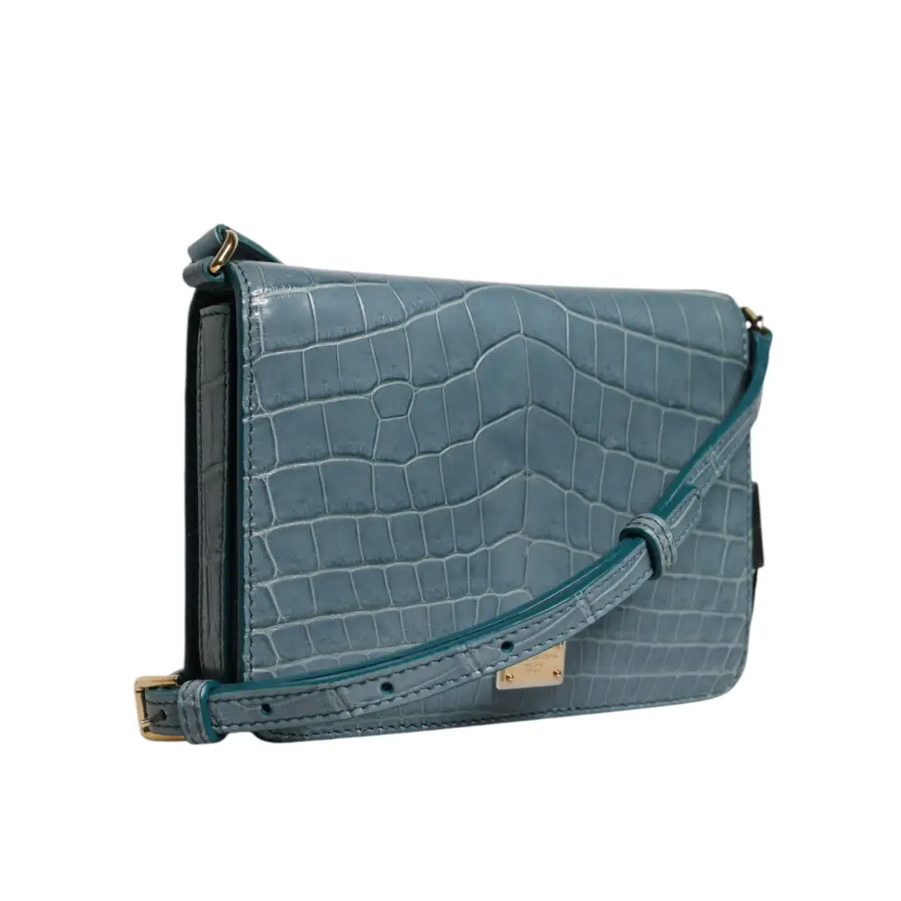 Dolce & Gabbana Grüne Exotenleder DG Plaque Crossbody Mini-Tasche