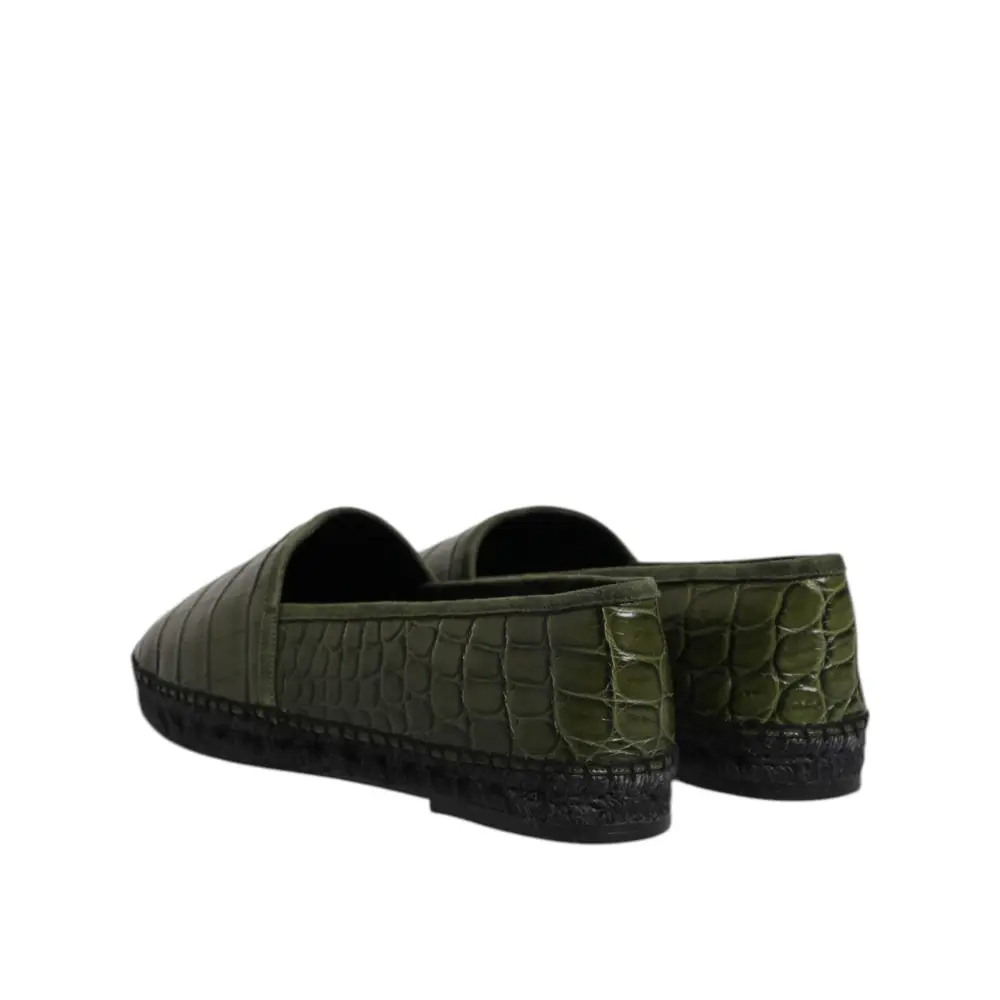 Dolce & Gabbana Grüne Exotische Leder Espadrilles Slip On Schuhe - EU44/US11