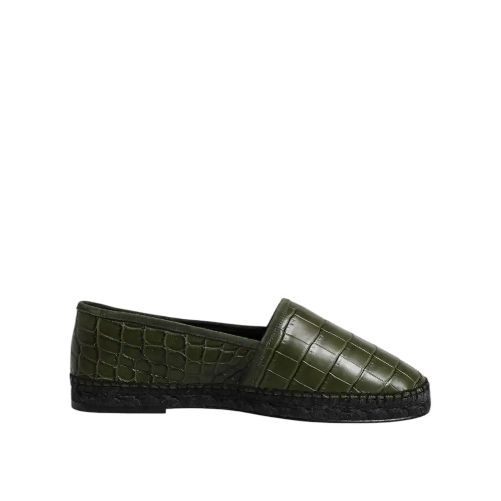 Dolce & Gabbana Grüne Exotische Leder Espadrilles Slip On Schuhe - EU44/US11