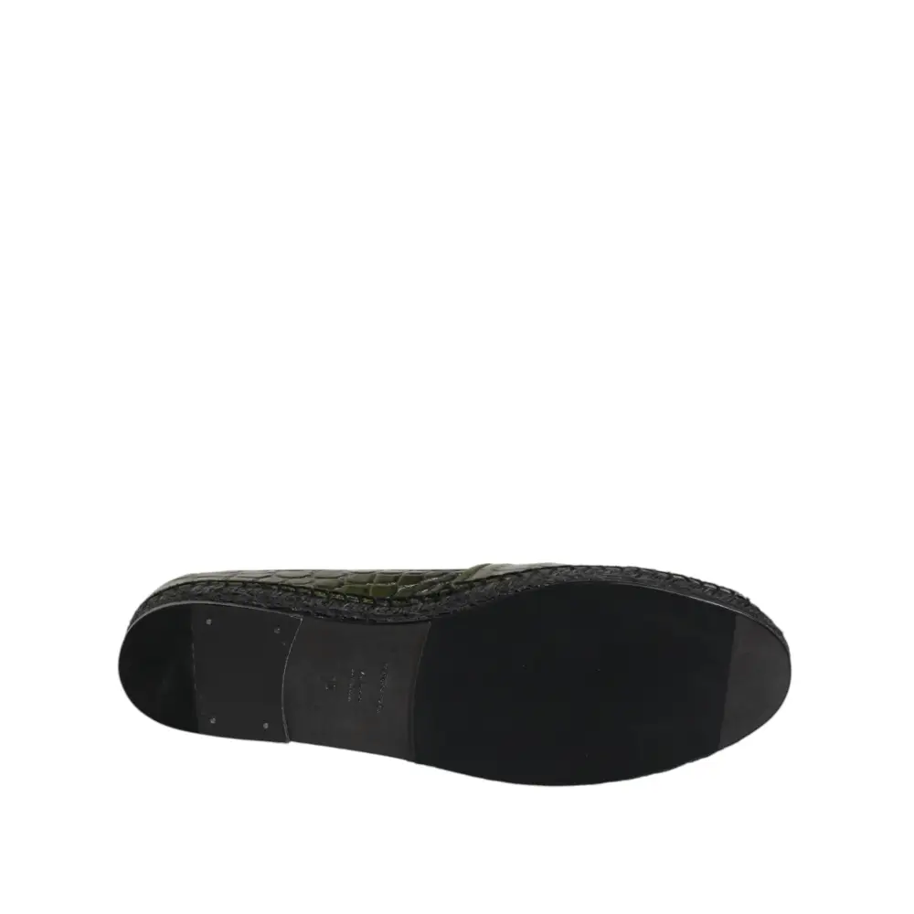 Dolce & Gabbana Grüne Exotische Leder Espadrilles Slip On Schuhe - EU44/US11