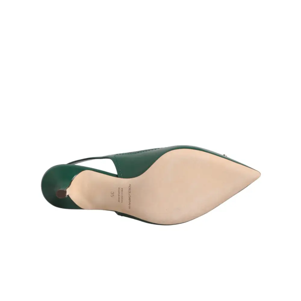 Dolce & Gabbana Grüne Leder-AMORE-Slingback-Pumps - EU35/US4.5
