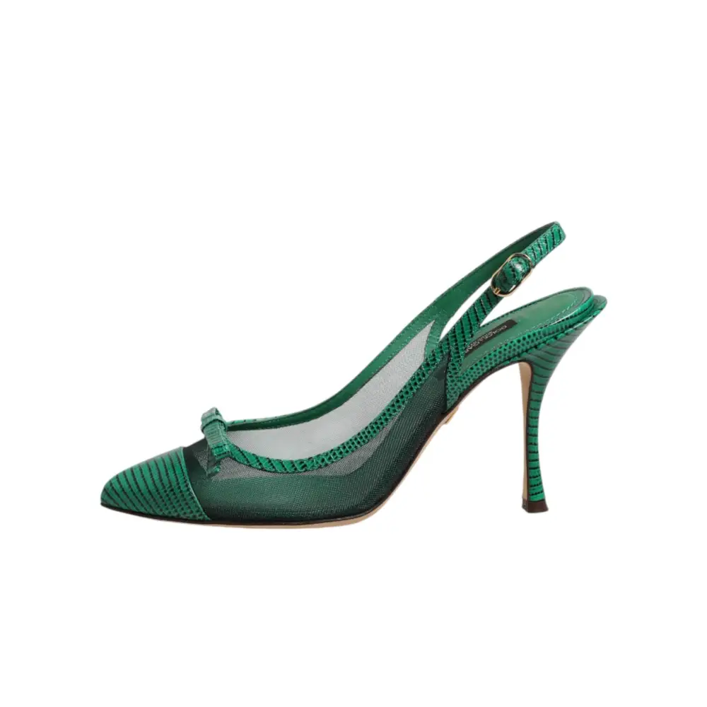 Dolce & Gabbana Grüne Leder-Mesh-Slingback-Pumps - EU36/US5.5