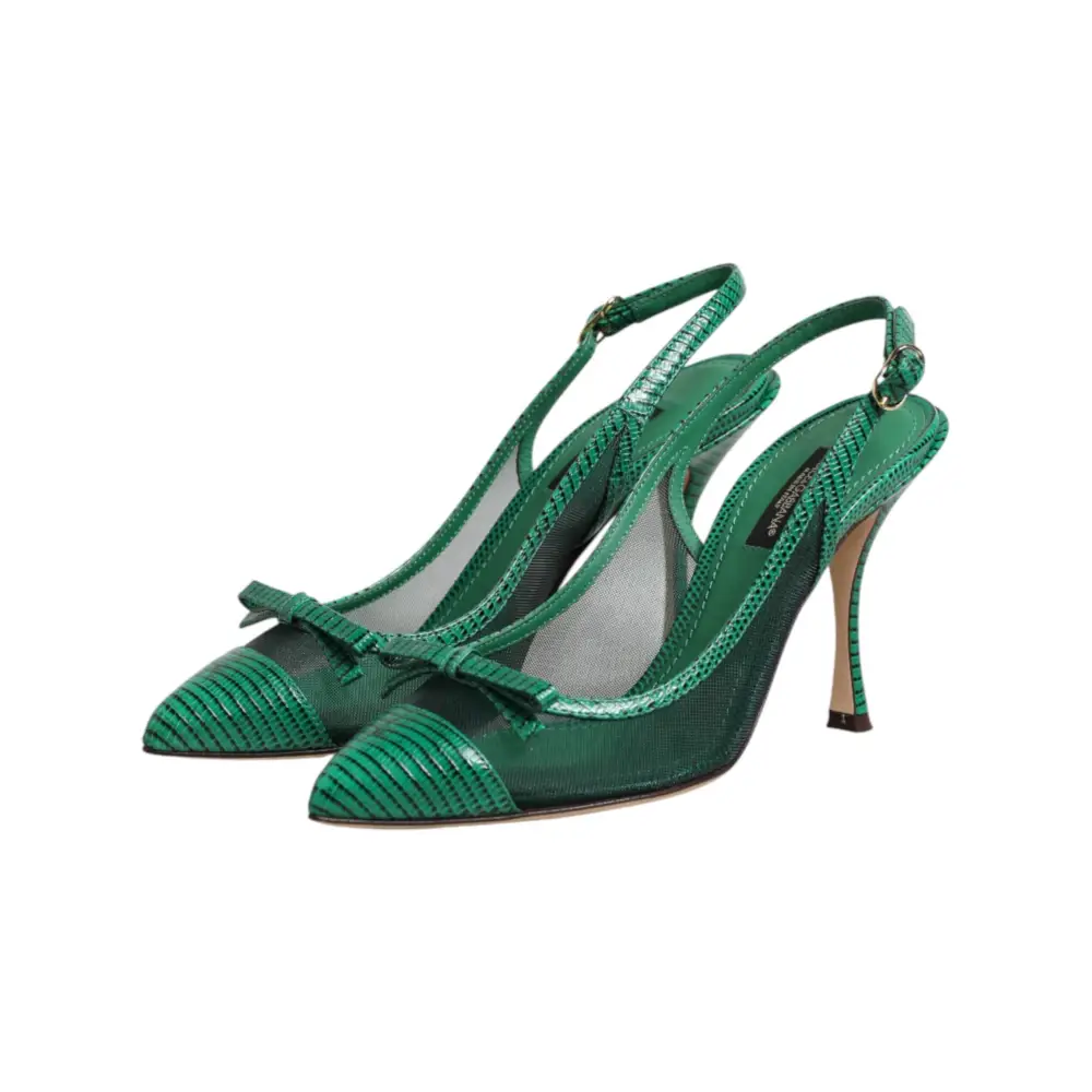 Dolce & Gabbana Grüne Leder-Mesh-Slingback-Pumps - EU36/US5.5