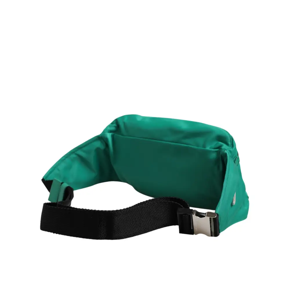 Dolce & Gabbana Grüne Logo-Plakette aus Nylon für die Taille Herren-Borse-Tasche