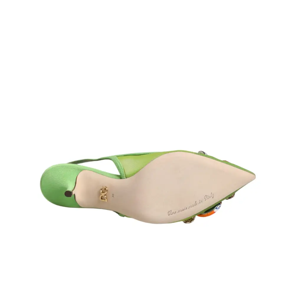 Dolce & Gabbana Grüne Slingback-Pumps mit Verzierungen - EU35/US4.5