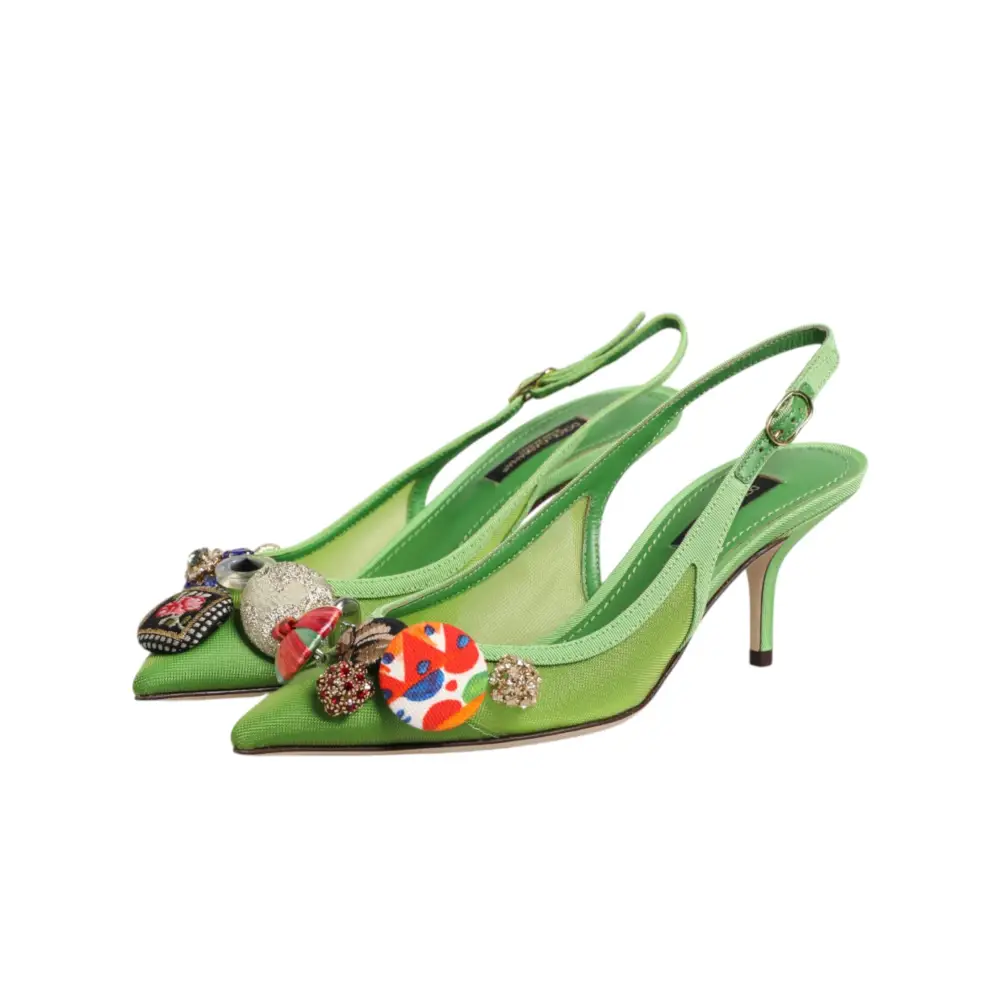 Dolce & Gabbana Grüne Slingback-Pumps mit Verzierungen - EU35/US4.5