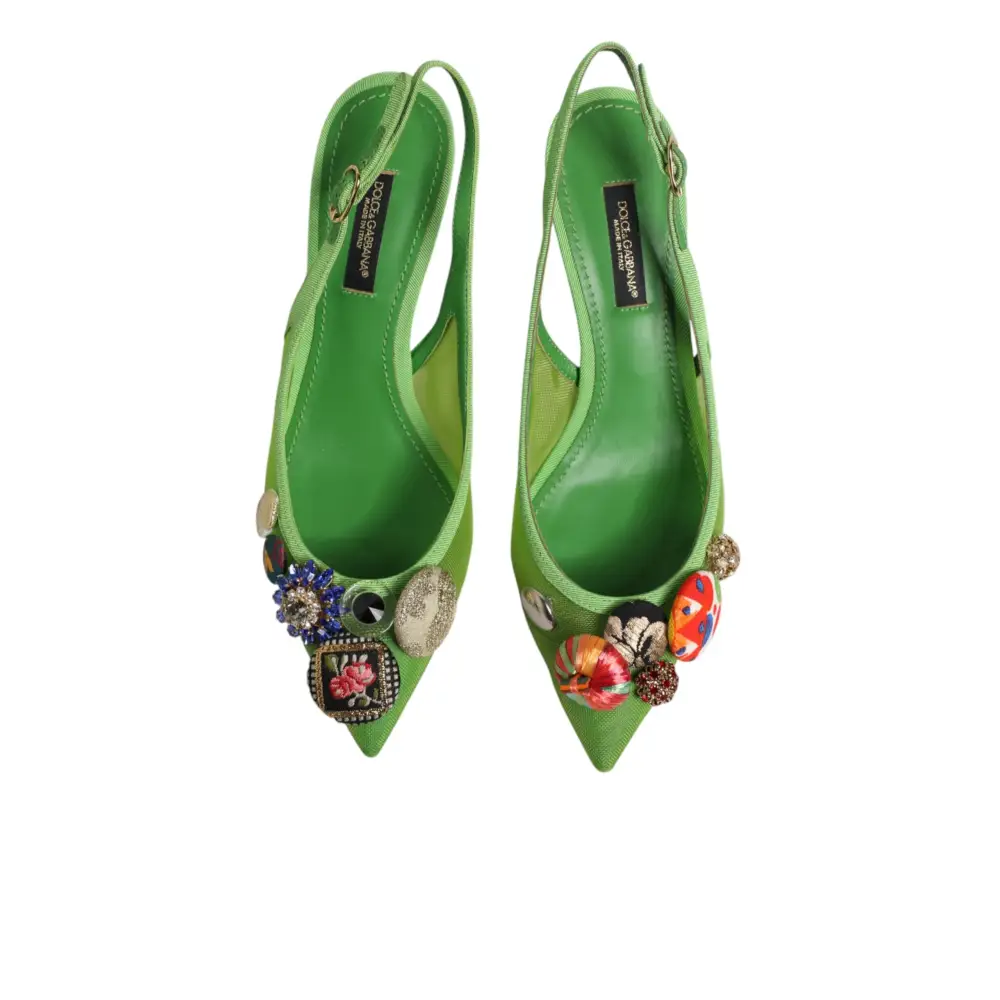 Dolce & Gabbana Grüne Slingback-Pumps mit Verzierungen - EU35/US4.5