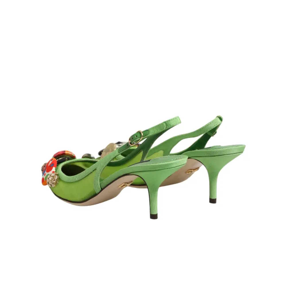 Dolce & Gabbana Grüne Slingback-Pumps mit Verzierungen - EU35/US4.5