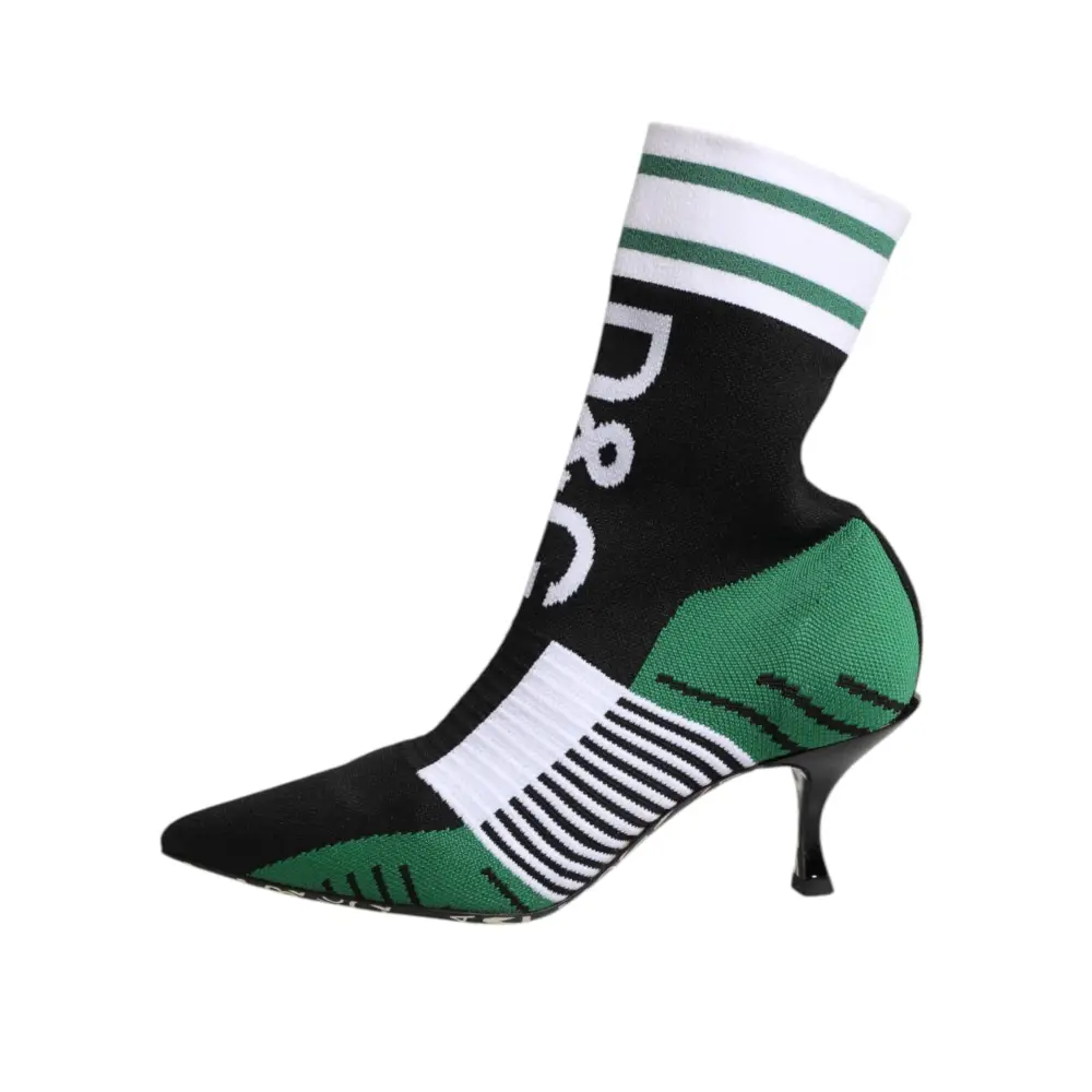 Dolce & Gabbana Grüne Stretch Socke Stil Stiefeletten Schuhe - EU37.5/US7