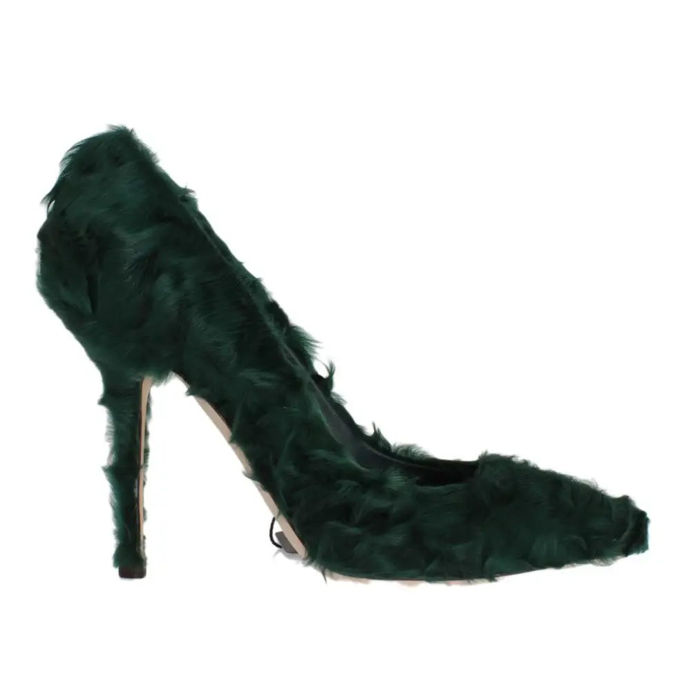 Dolce & Gabbana Grüne Xiangao Lammfell Leder Pumps - EU40/US9.5