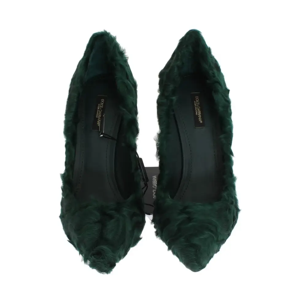 Dolce & Gabbana Grüne Xiangao Lammfell Leder Pumps - EU40/US9.5