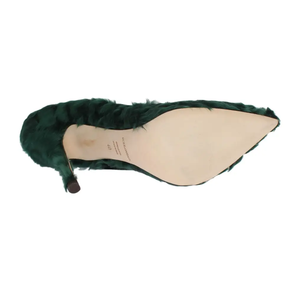 Dolce & Gabbana Grüne Xiangao Lammfell Leder Pumps - EU40/US9.5
