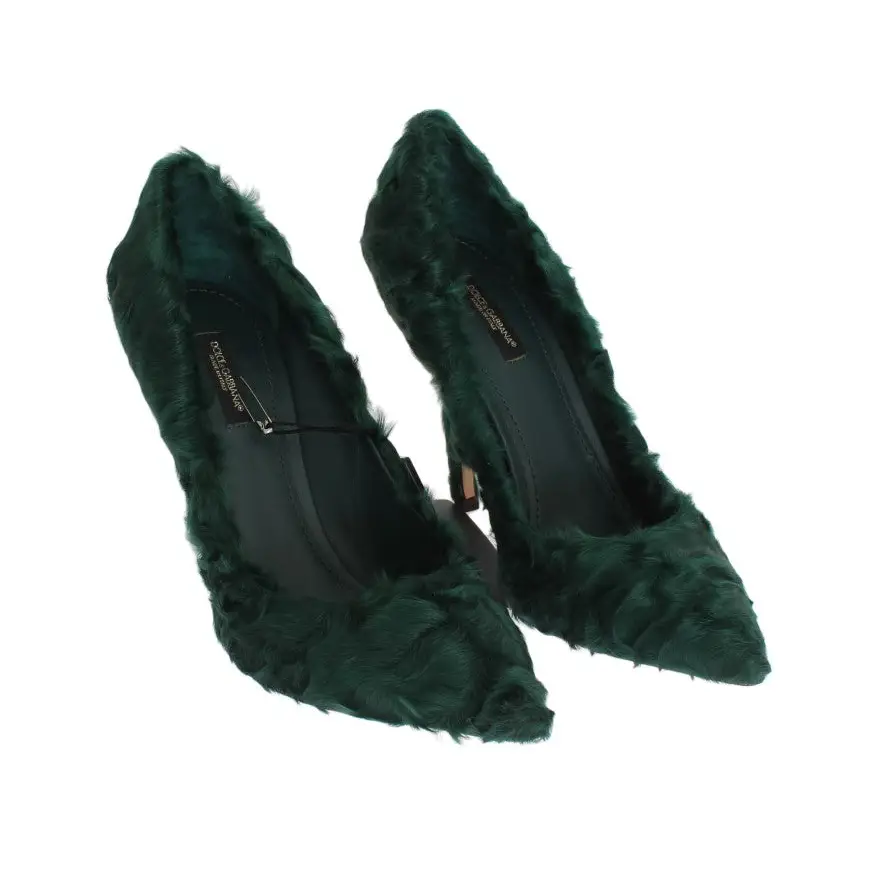 Dolce & Gabbana Grüne Xiangao Lammfell Leder Pumps - EU40/US9.5