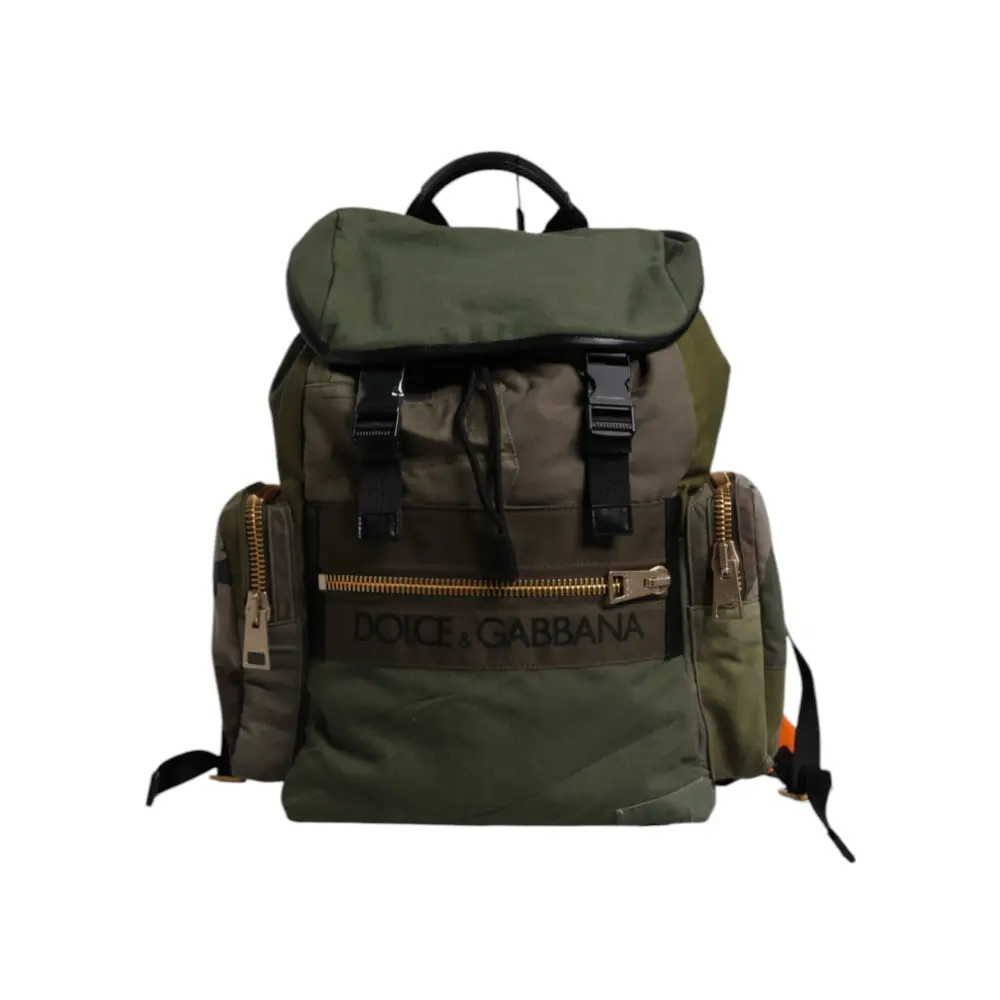 Dolce & Gabbana Grüner Patchwork-Reiserucksack Militärische Tasche