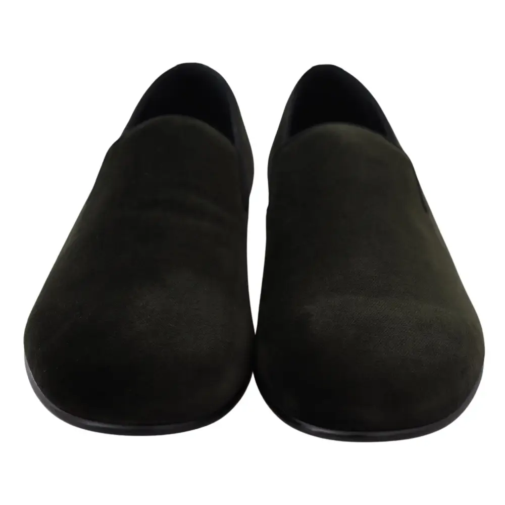 Dolce & Gabbana Grüner Samt Slip On Herren Loafers Schuhe - EU39/US6