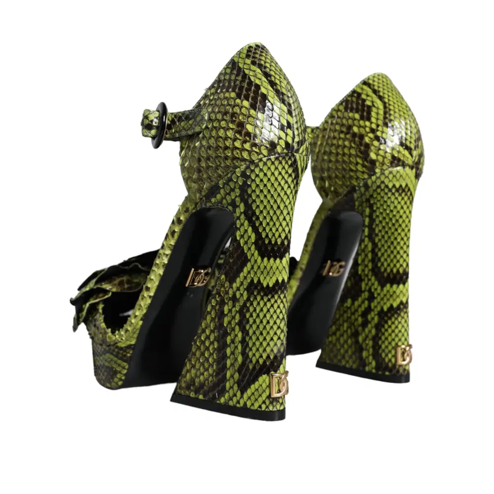 Dolce & Gabbana Grünes Exotisches Leder Knöchelriemchen Heels Sandalen Schuhe - EU39/US8.5