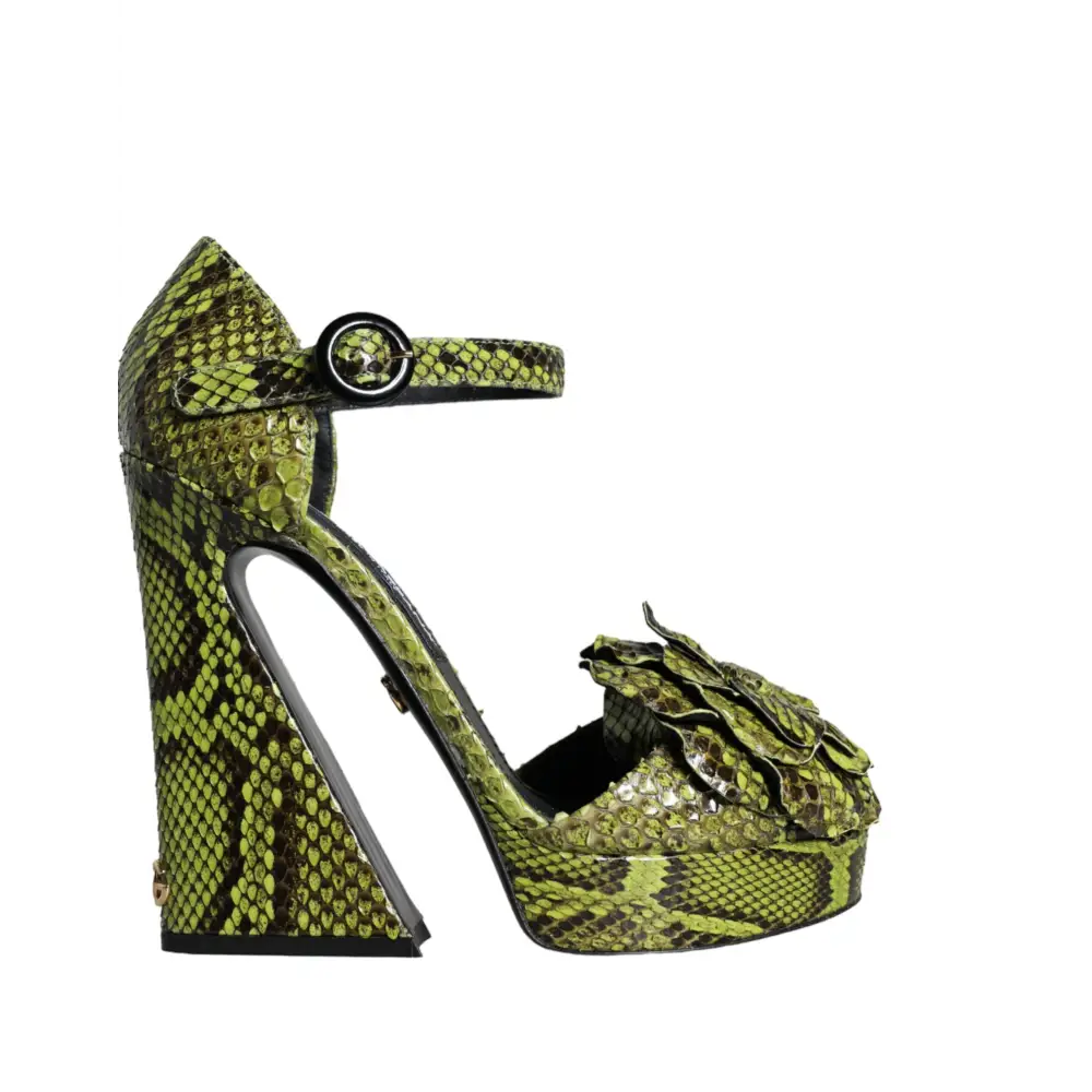 Dolce & Gabbana Grünes Exotisches Leder Knöchelriemchen Heels Sandalen Schuhe - EU39/US8.5