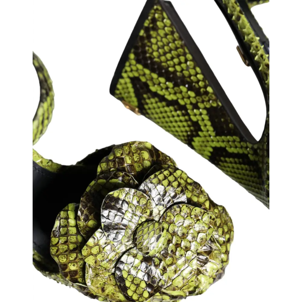 Dolce & Gabbana Grünes Exotisches Leder Knöchelriemchen Heels Sandalen Schuhe - EU39/US8.5