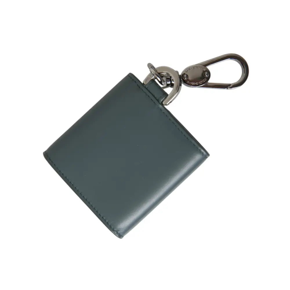 Dolce & Gabbana Grünes Leder DG Logo Schlüsselanhänger Münzgeldbörse Schlüsselanhänger Geldbörse