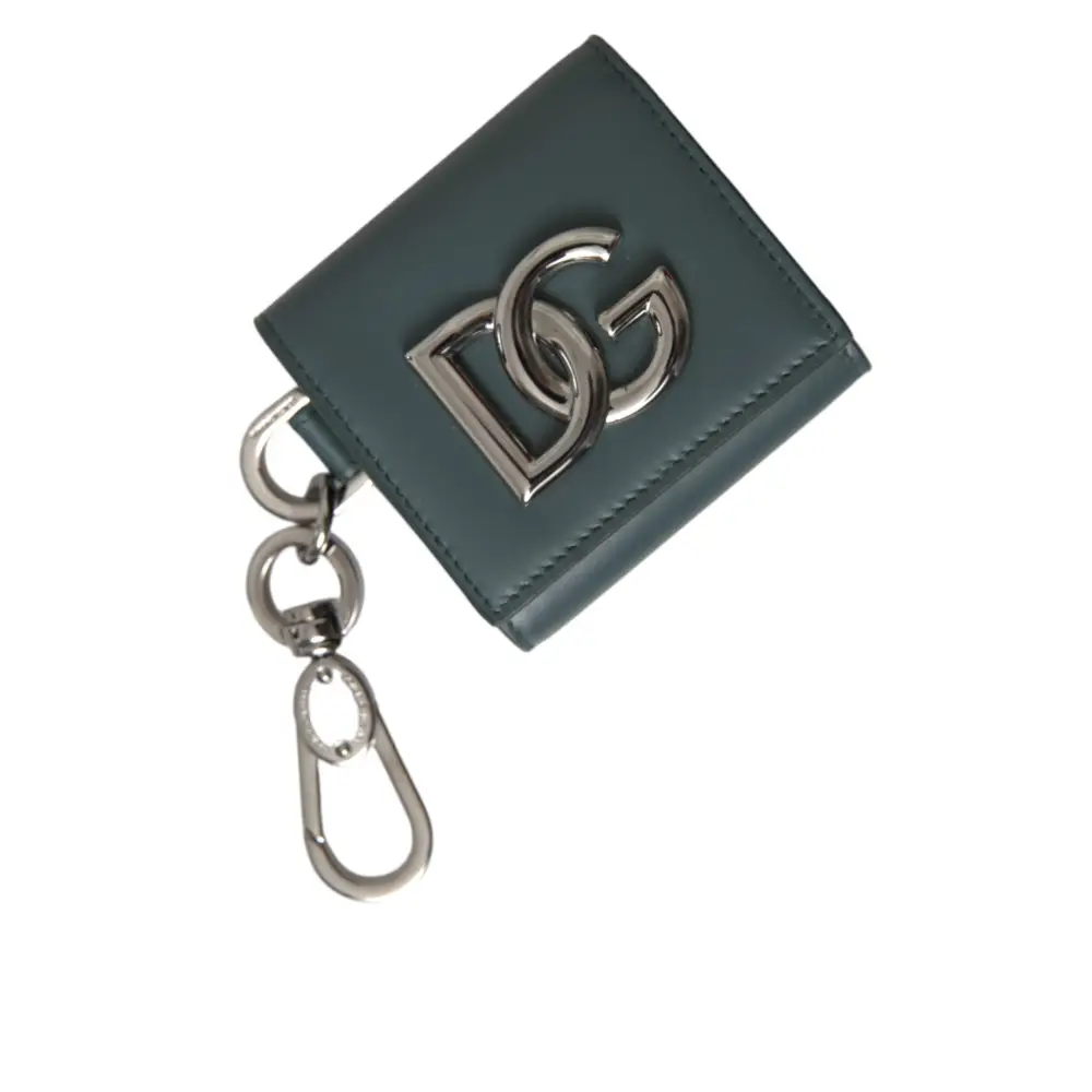 Dolce & Gabbana Grünes Leder DG Logo Schlüsselanhänger Münzgeldbörse Schlüsselanhänger Geldbörse
