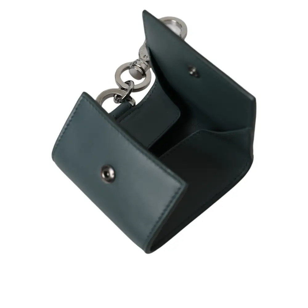 Dolce & Gabbana Grünes Leder DG Logo Schlüsselanhänger Münzgeldbörse Schlüsselanhänger Geldbörse